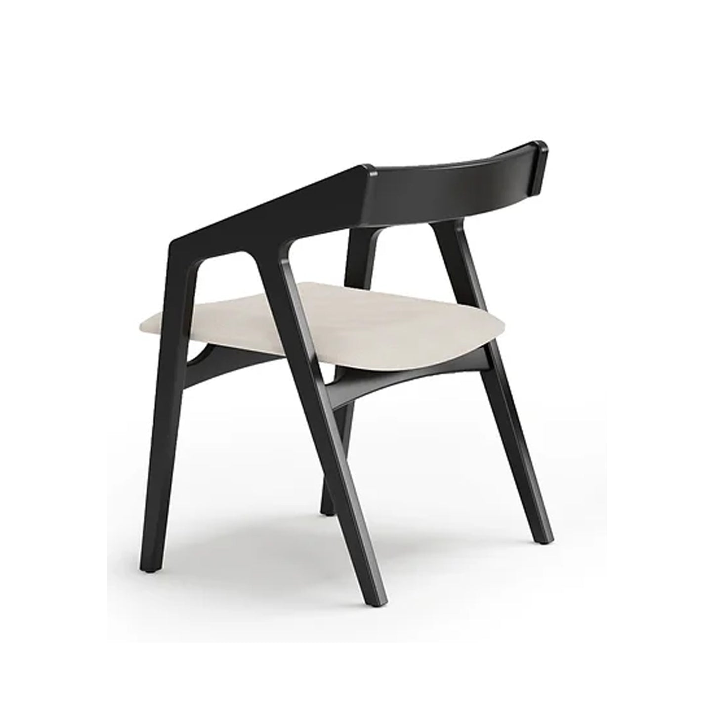Silla Yzzy de madera lacada en negro y tapizado de lino color crema