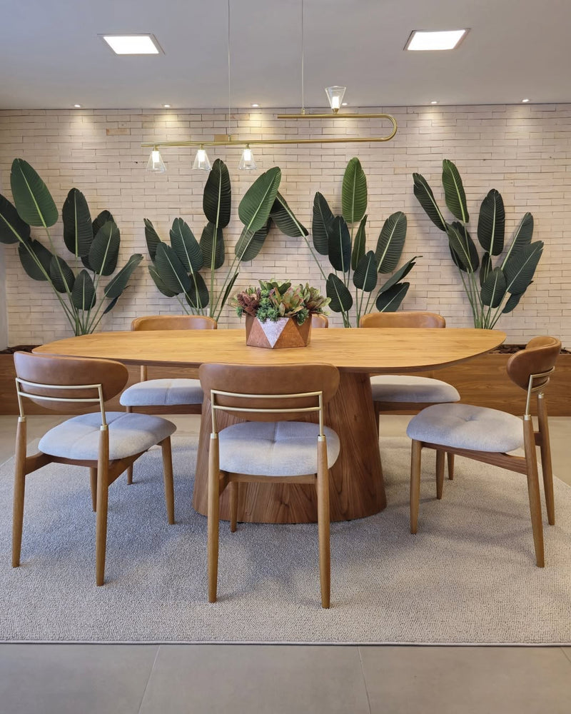 Adara Chair Natural Wood Black Metal Upholstered Fabric Seat BR6000