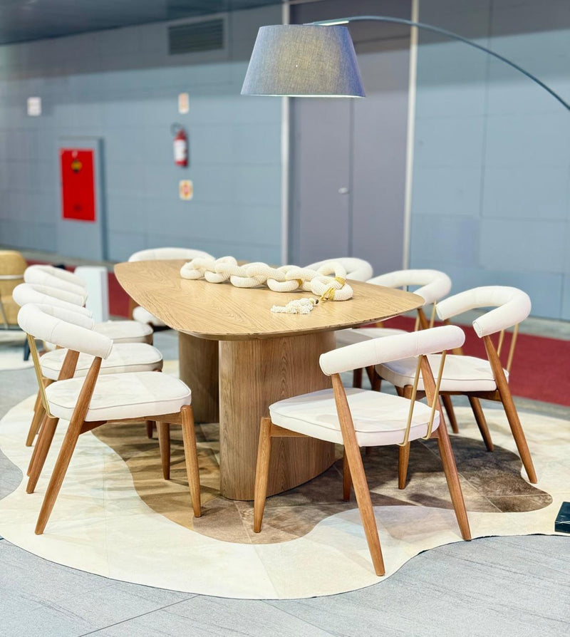 Taburete Olívia Madera 20 Asiento Respaldo Paja Hexagonal Tapizado Tela AQ8014