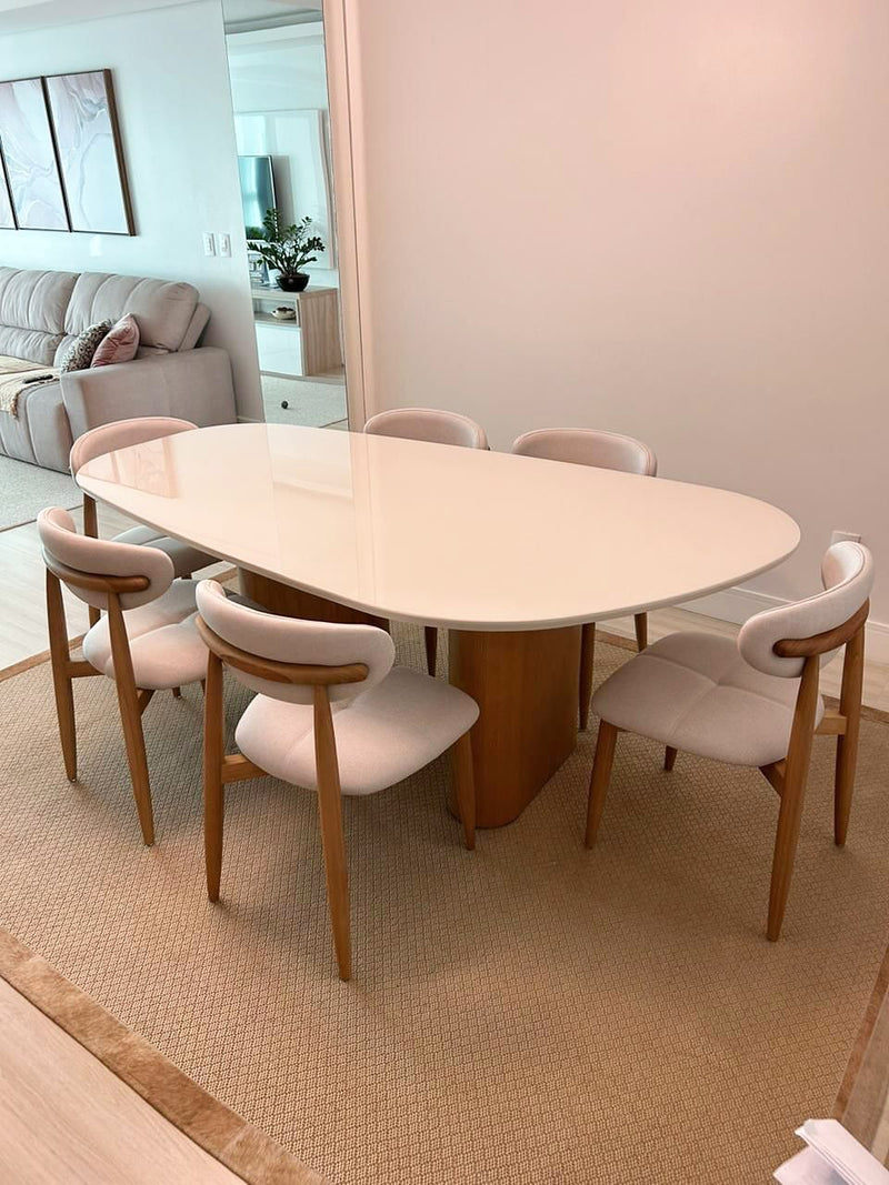 Cadeira Ana Madeira 60 Assento Estofado Tecido AQ2004