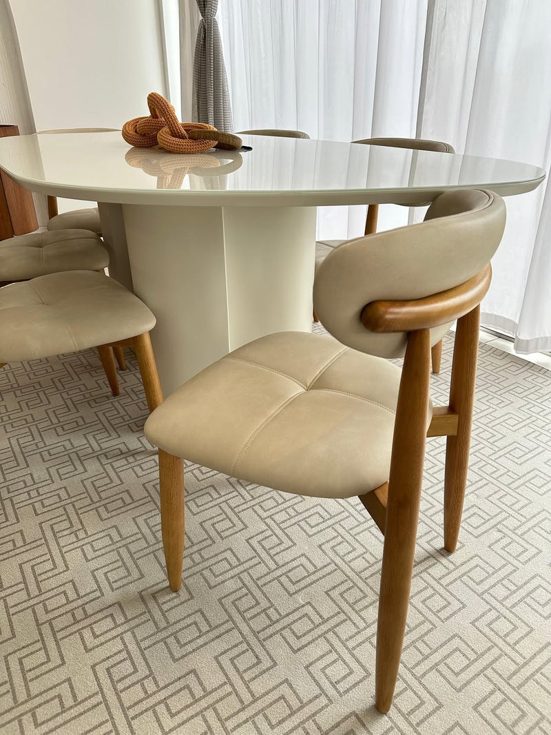 Cadeira Ana Madeira 60 Assento Estofado Tecido AQ2004