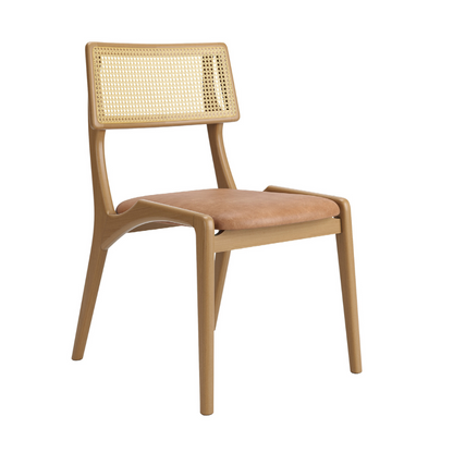 Aspen Chair Cinnamon Wood Straw Backrest and Upholstered Fabric Seat 126