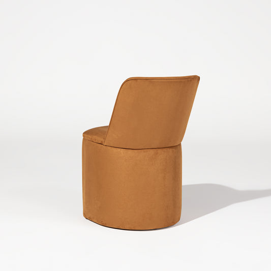 Silla Cristal Respaldo Madera Canela y Asiento Tapizado Tela 94