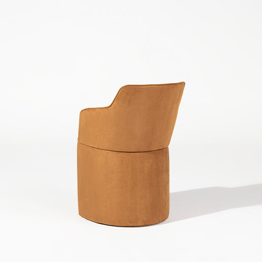 Silla Cristal Respaldo Madera Canela y Asiento Tapizado Tela 94