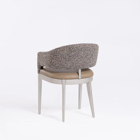 Silla Cristal Respaldo Madera Canela y Asiento Tapizado Tela 94