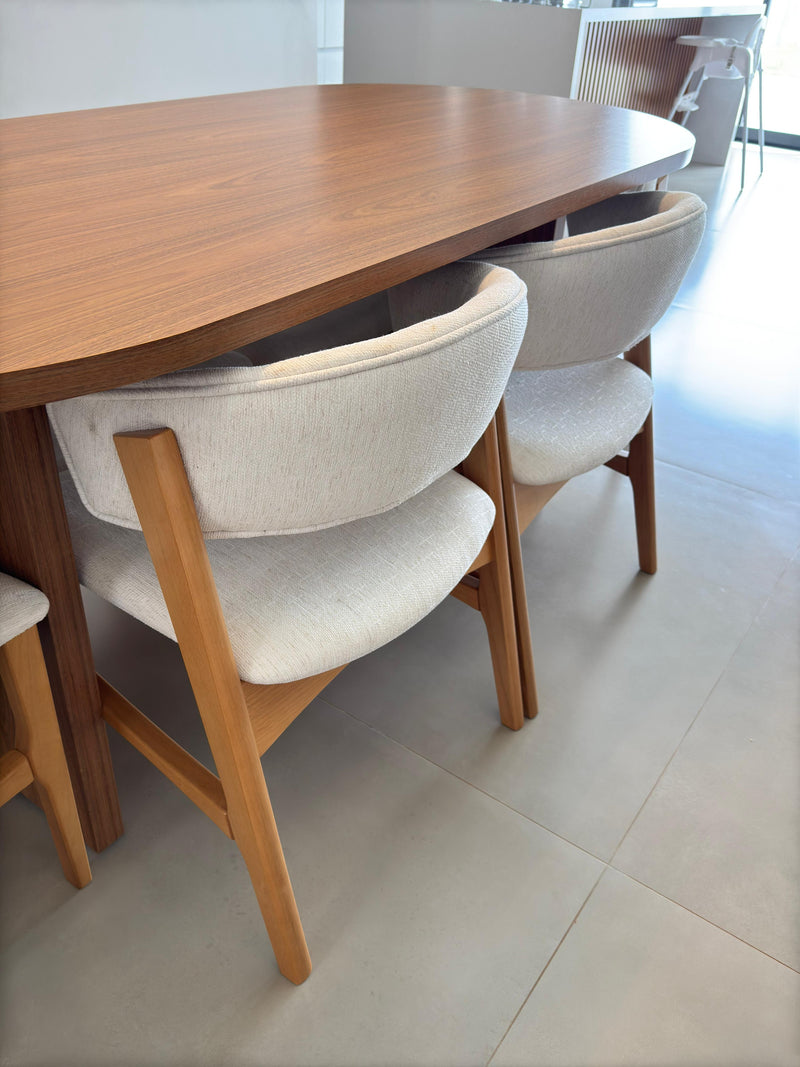 Silla Dior Madera Asiento Tapizado Tela Premium Crema 033A