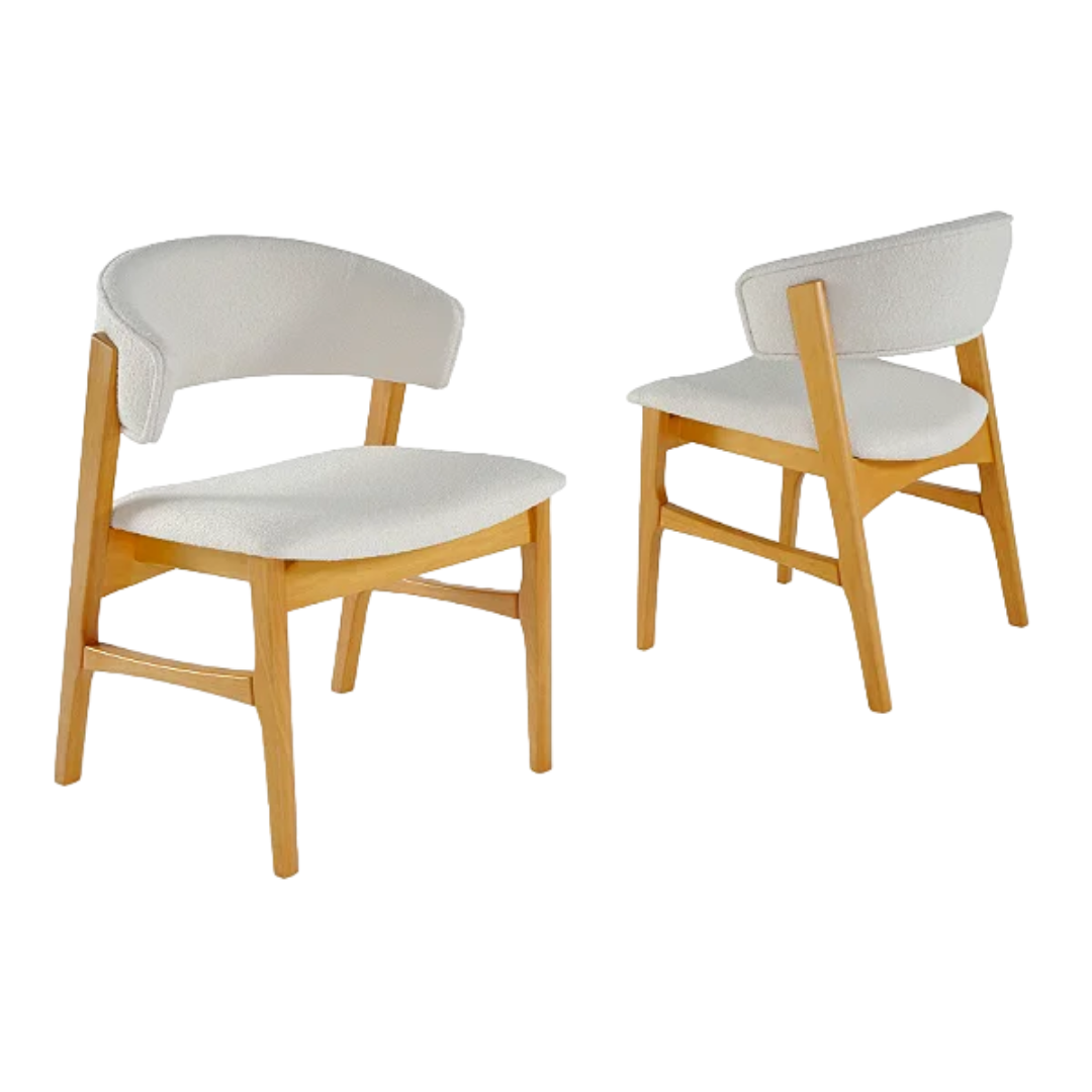 Dior Chair Wood Upholstered Seat Bucle Fabric Cesare 055A