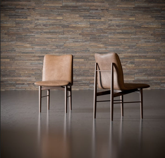Ginga Chair with Natural Cinnamon Wood Armrests, Upholstered Fabric Backrest and Seat G.2-348