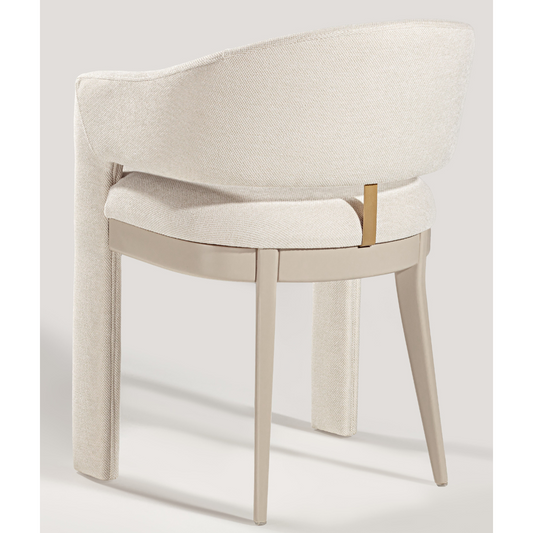 Silla Cristal Respaldo Madera Canela y Asiento Tapizado Tela 94