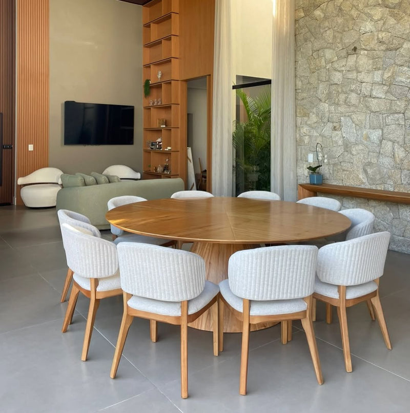 Cadeira Ester Madeira Pintura 60 Assento Estofado Tecido AA60