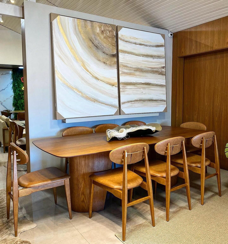 Silla Cristal Respaldo Madera Canela y Asiento Tapizado Tela 94