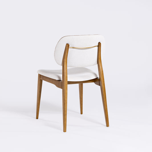 Silla Cristal Respaldo Madera Canela y Asiento Tapizado Tela 94
