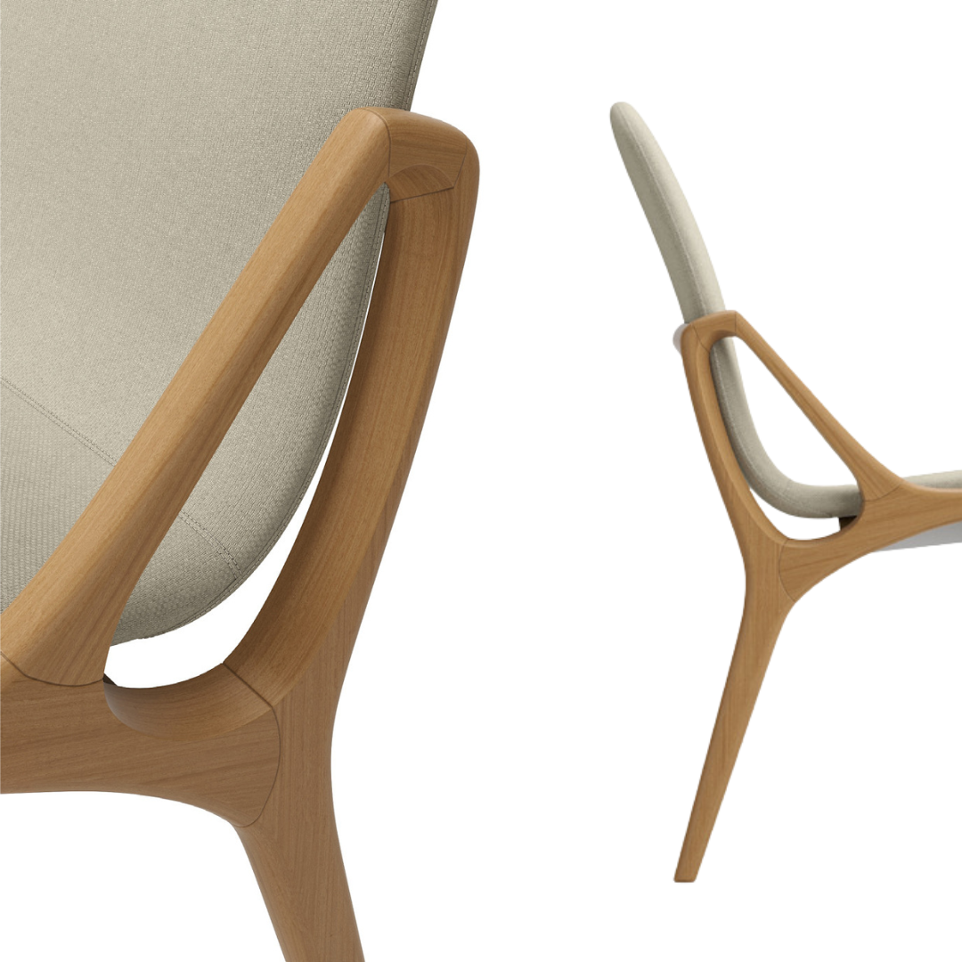 Silla Gard Madera Canela Respaldo y Asiento Tapizado Tela 104