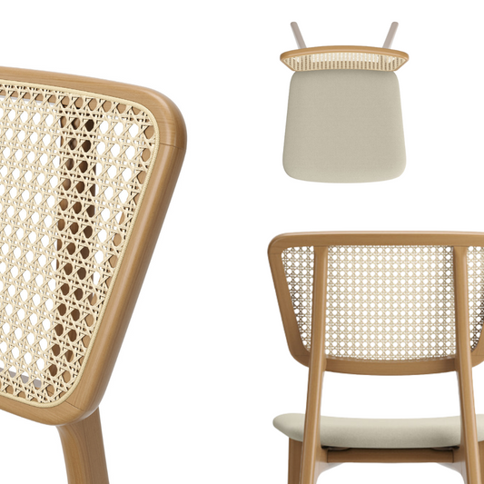 Silla Houdan Madera Canela Respaldo y Asiento Tapizado Tela 125