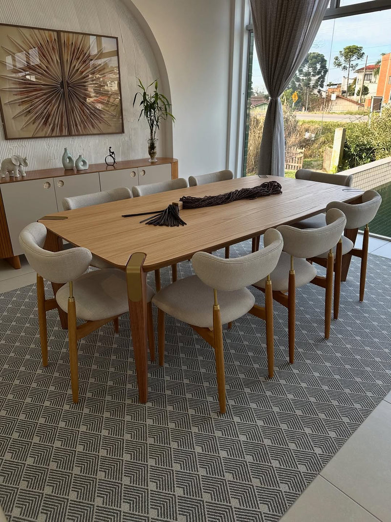 Cadeira Lais Madeira Ebano Metal Preto Assento e Encosto Estofado Tecido AA9004