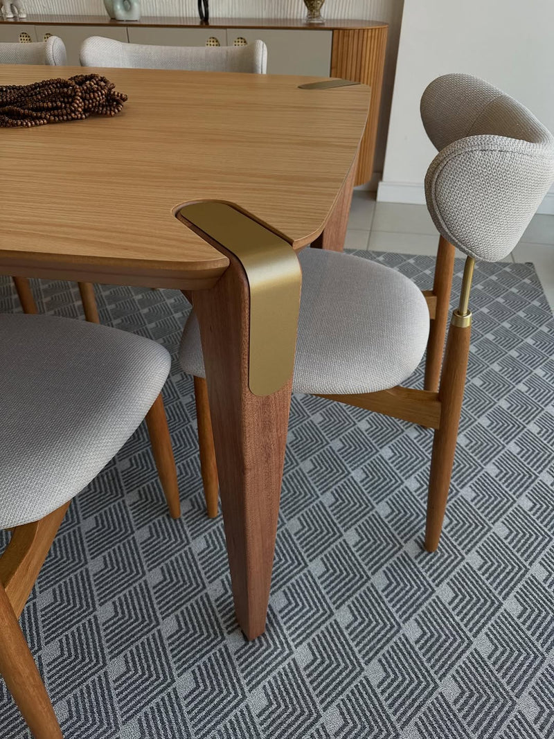 Cadeira Lais Madeira Ebano Metal Preto Assento e Encosto Estofado Tecido AA9004