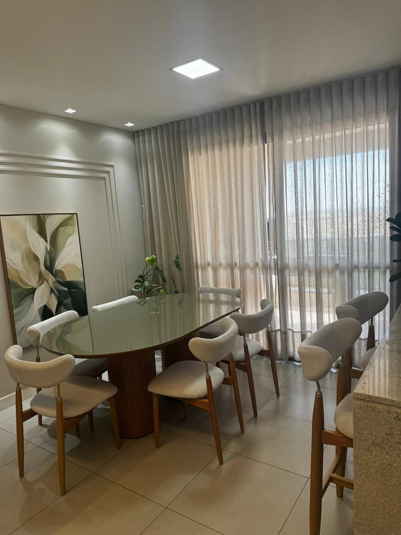 Cadeira Lais Madeira Ebano Metal Preto Assento e Encosto Estofado Tecido AA9004