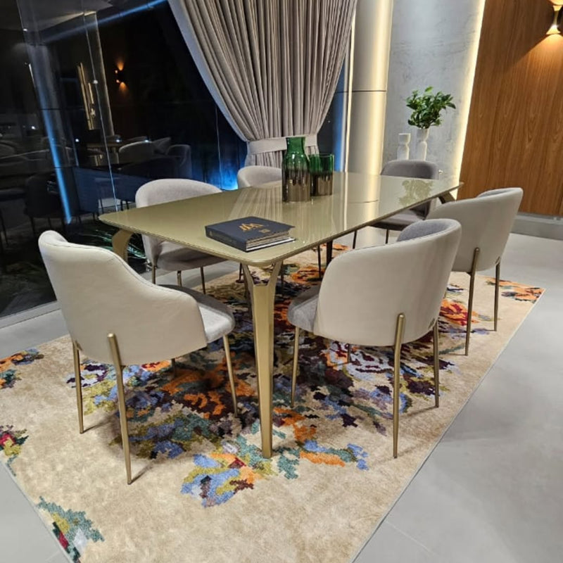 Cadeira Madrid Aço Cor Relva Assento Estofado Tecido A-702