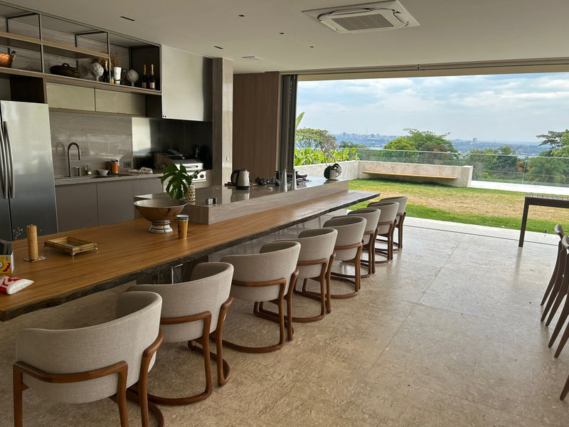 Ginga Chair Natural Cinnamon Wood Upholstered Backrest and Seat Fabric G.2-348