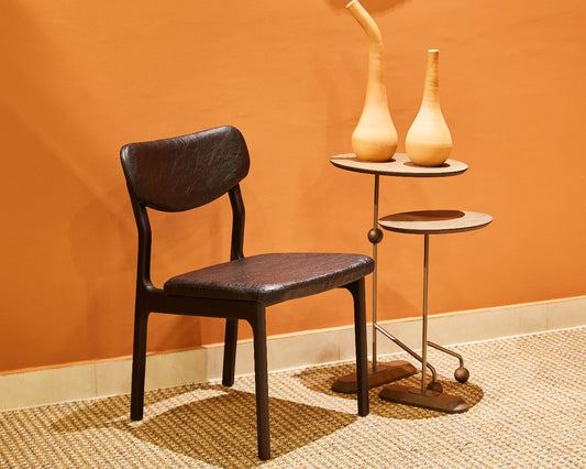 Silla Meg Madera Canela Respaldo y Asiento Tapizado Tela 138