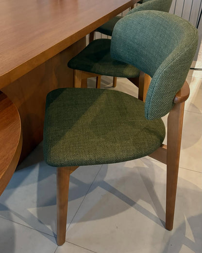 Monic Chair Almond Wood Backrest and Seat Upholstered in Braque Fabric 578
