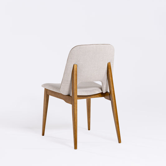 Silla Cristal Respaldo Madera Canela y Asiento Tapizado Tela 94