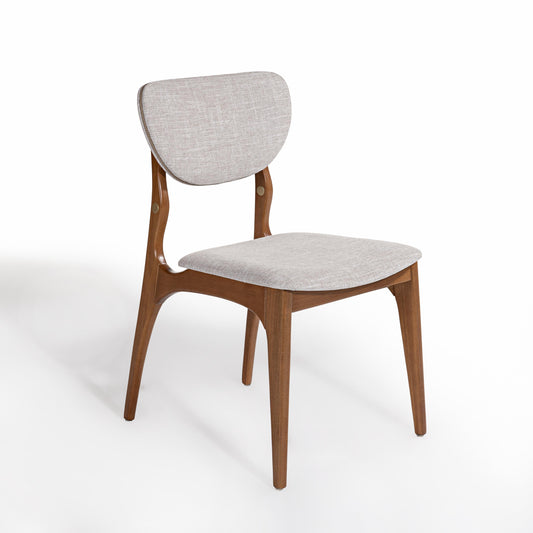 Silla Cristal Respaldo Madera Canela y Asiento Tapizado Tela 94