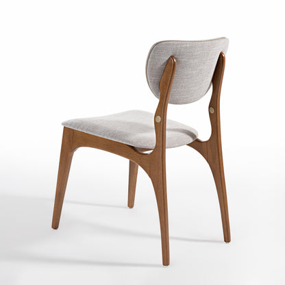Silla Cristal Respaldo Madera Canela y Asiento Tapizado Tela 94