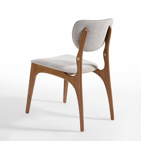 Silla Cristal Respaldo Madera Canela y Asiento Tapizado Tela 94