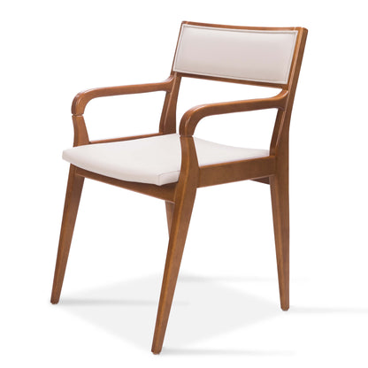 Silla Cristal Respaldo Madera Canela y Asiento Tapizado Tela 94