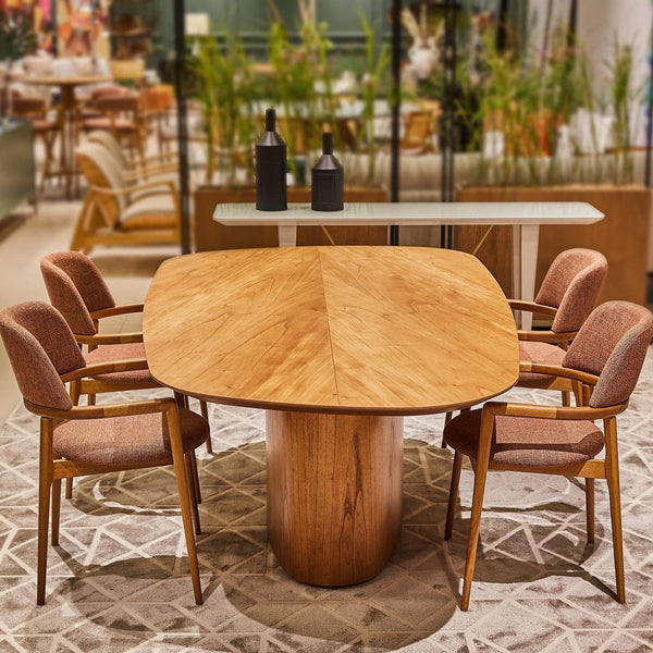 Ambiente 1 com Silla Turín Madera Canela Respaldo y Asiento Tapizado Tela 126