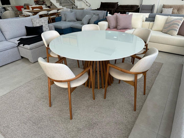 Ambiente 2 com Silla Turín Madera Canela Respaldo y Asiento Tapizado Tela 126