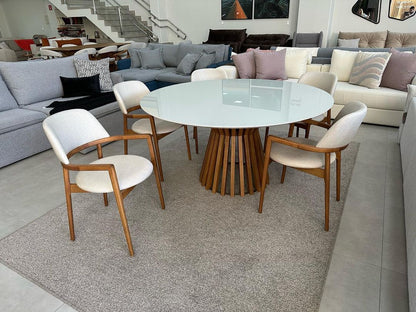 Silla Turim Madera Nogal Respaldo y Asiento Tapizado Tela 112