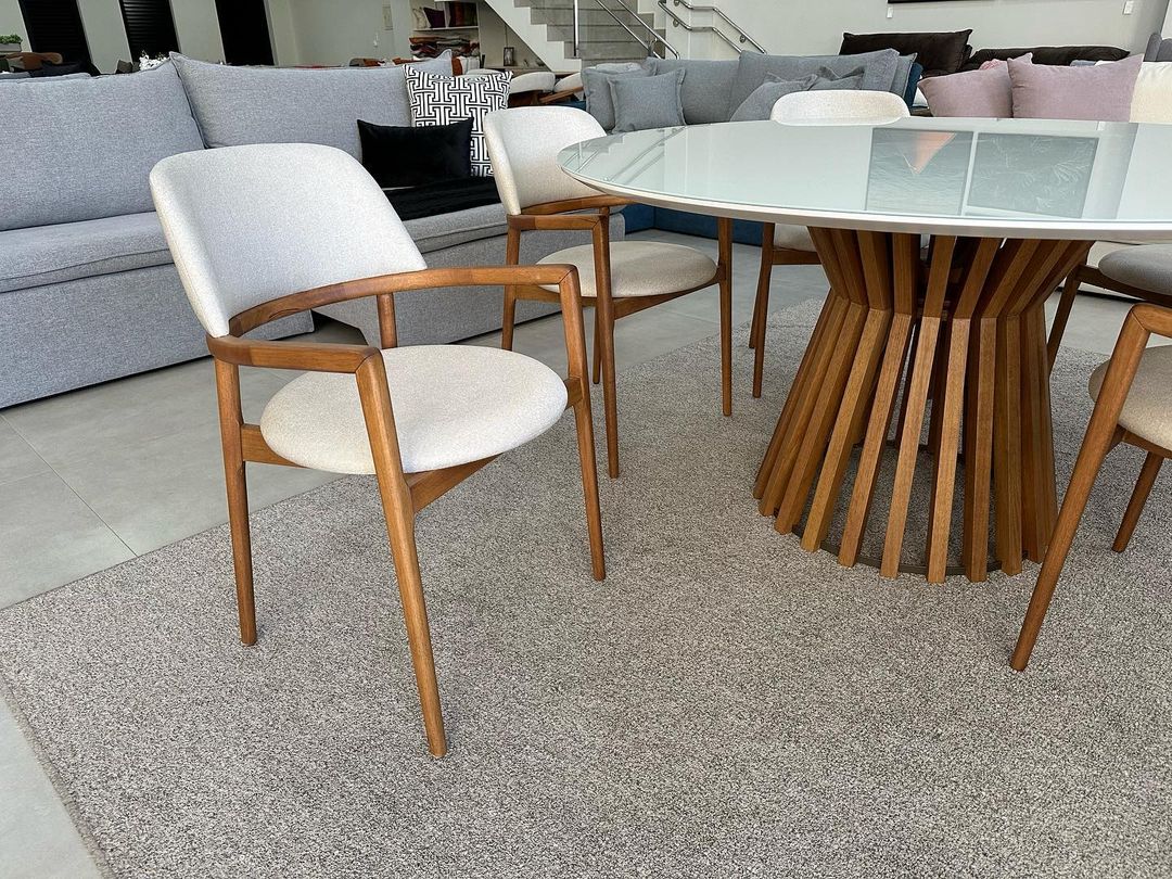 Silla Turim Madera Nogal Respaldo y Asiento Tapizado Tela 112