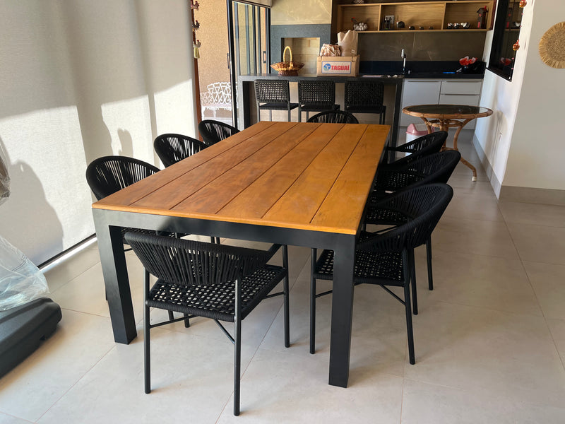 Cadeira Valentina Alumínio Cor Fendi e Corda Náutica Cor Rami