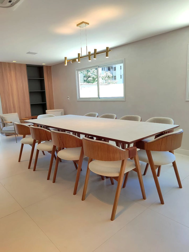 Zaki Chair Wood Upholstered Seat Linen Fabric Beige 001A