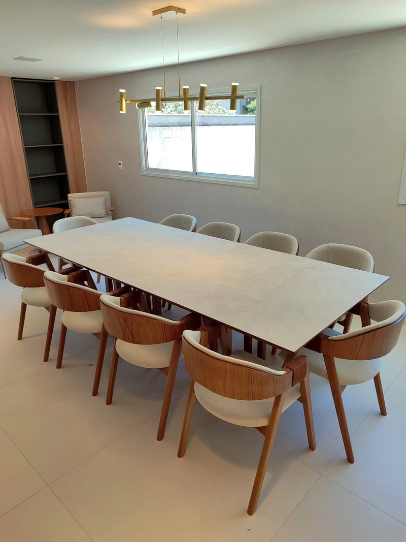 Zaki Chair Wood Upholstered Seat Linen Fabric Beige 001A