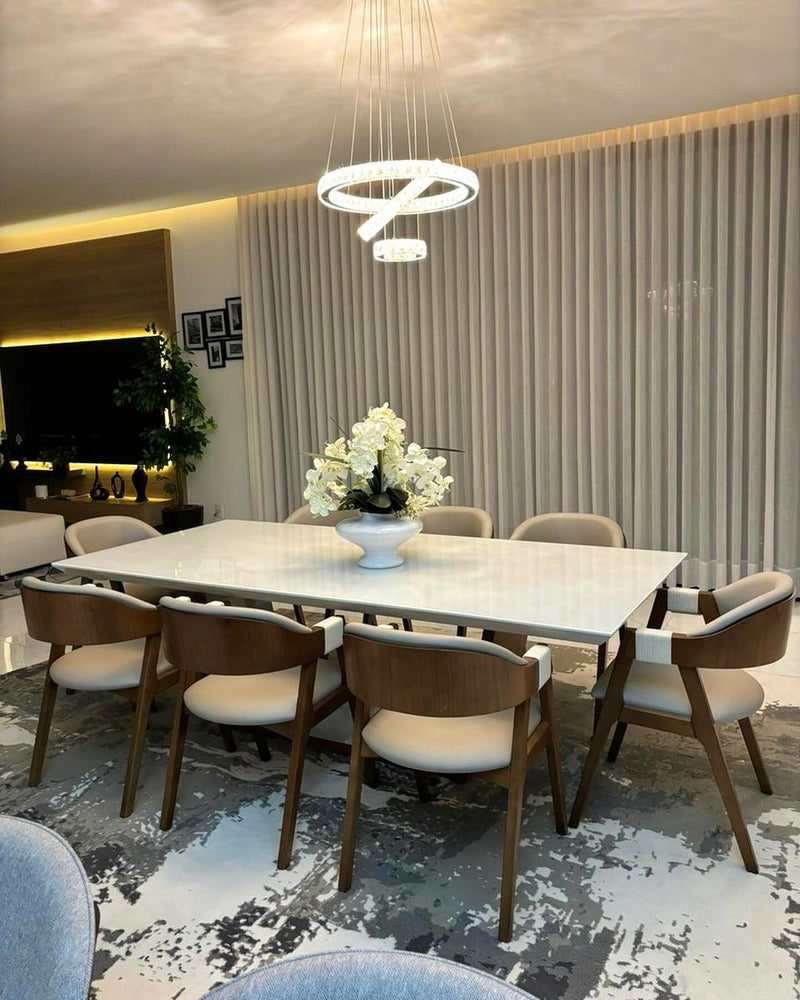 Silla Madera Zaki Asiento Tapizado Tela Dunas Perola 991A