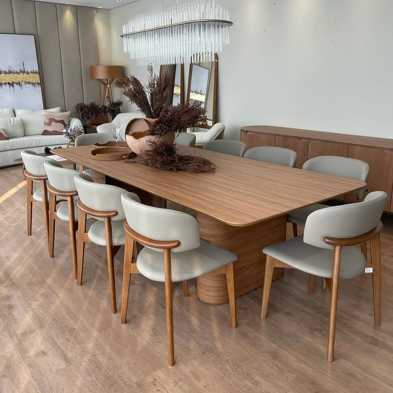 Cadeira Monic Madeira Amêndoa Encosto e Assento Estofado Tecido Courino 534