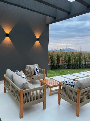 Lux Bench 280cm Solid Wood and Nautical Rope - 4 Seats