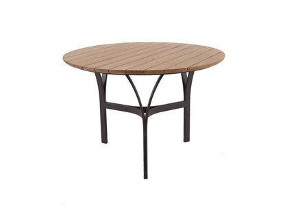 Mesa Redonda Lapa 120cm Tapa de Madera Freijó Base Aluminio Color Negro
