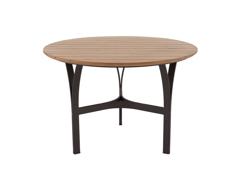 Mesa Redonda Lapa 120cm Tapa de Madera Freijó Base Aluminio Color Negro