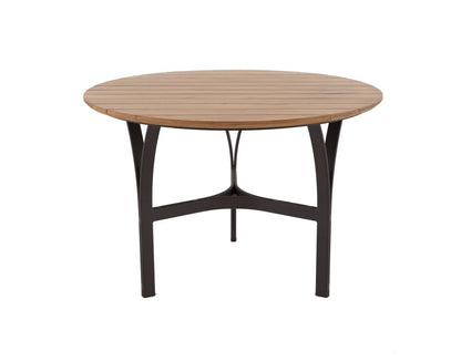 Mesa Redonda Lapa 120cm Tapa de Madera Freijó Base Aluminio Color Negro