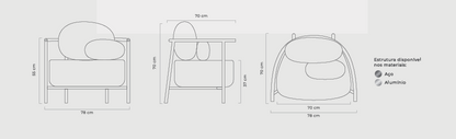 Sillón Lajedo de Aluminio Color Marrón Respaldo y Asiento Tapizados Tela Alba Ámbar