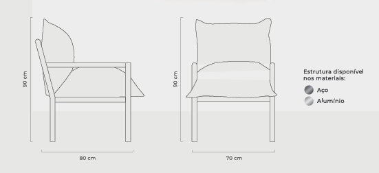 Sillón Lyon Aluminio Color Topo Respaldo y Asiento Tapizado en Tela Trulli Denin