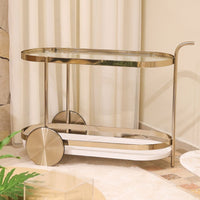Carrinho Bar Nascar Inox Cor Golden Vidro Transparente Carvalho Albanizado 92x50x68cm