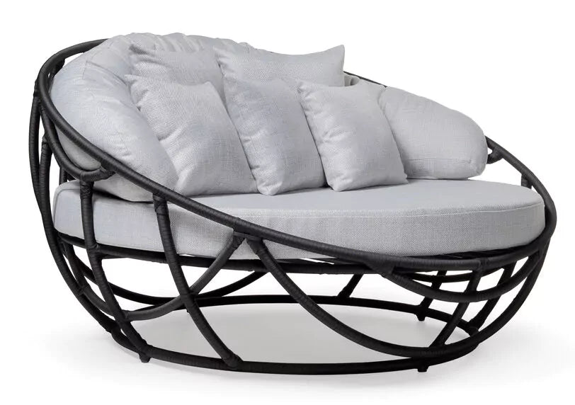 Chaise Casu G Estrutura Em Alumínio Cor Preto Corda Náutica Cor Preto Estofado Cor Cinza