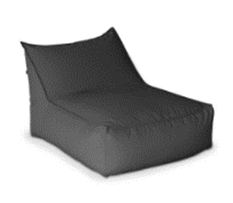 Chaise + Puff Flow Estofado Revestido com Tecido Acqua Block Preto