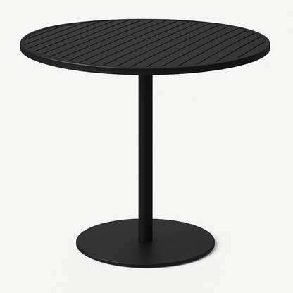 Mesa Redonda Oreo 120cm Alumínio Cor Preto Tampo Ripado 5 Lugares
