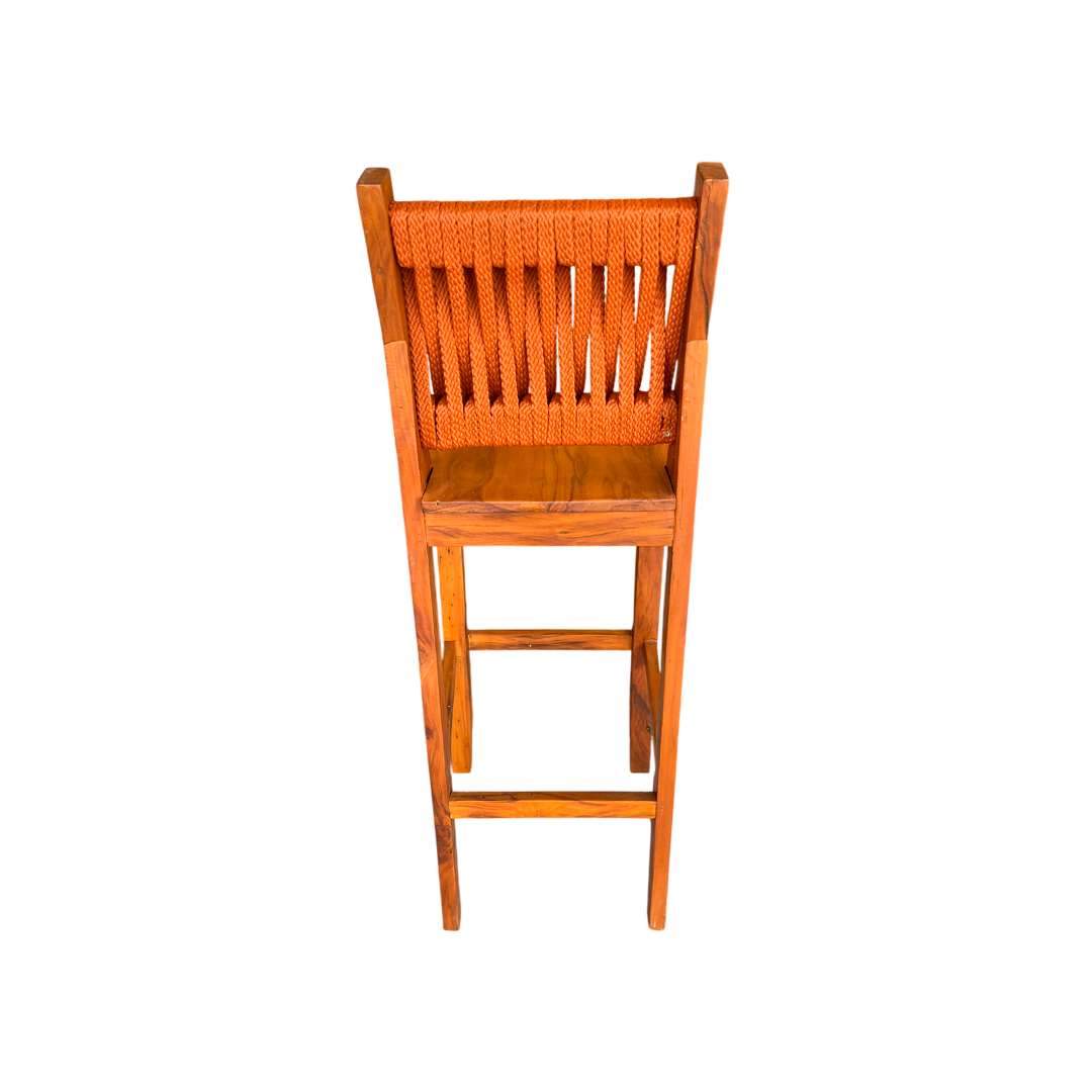 Solid Wood and Nautical Rope Stool in Blue